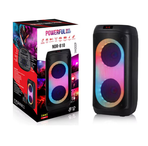 اسپیکر بلوتوثی قابل حمل مدل NDR-810 با صدای قوی، رقص نور و طراحی مدرن