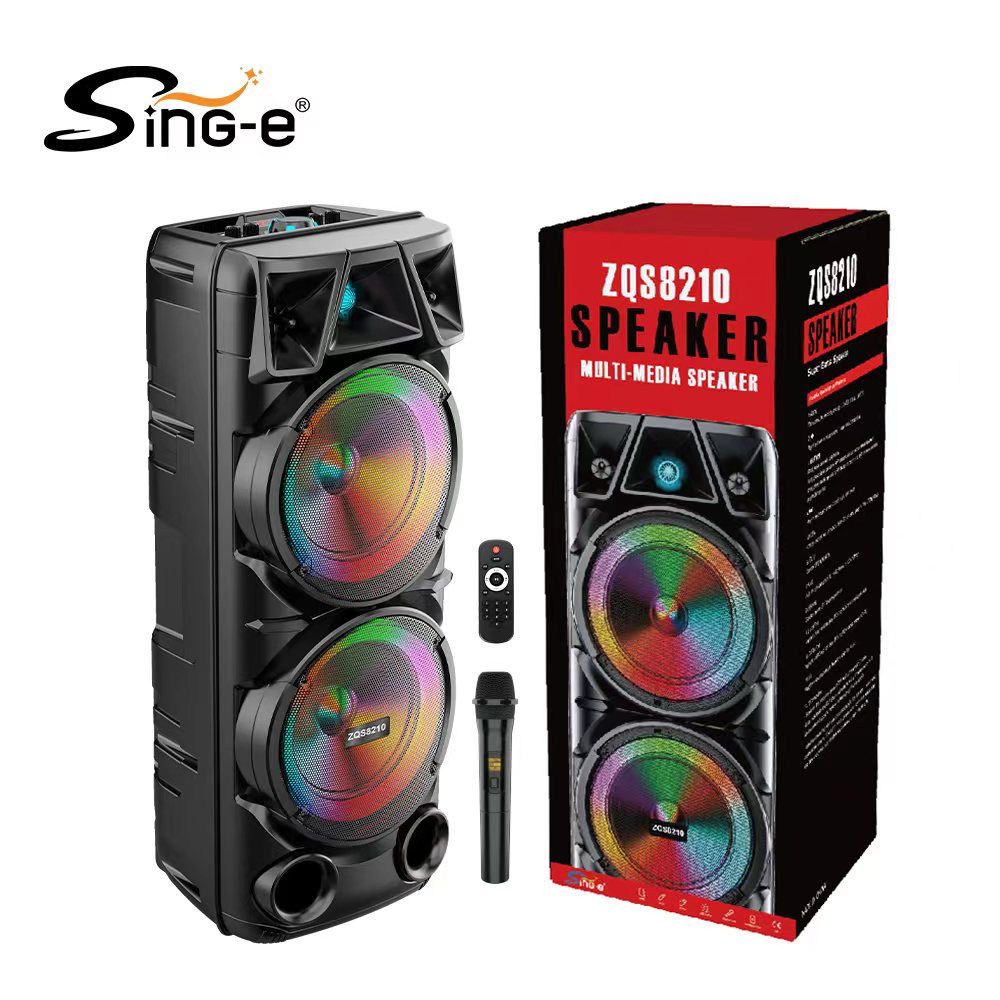 خرید اسپیکر بلوتوثی قابل حمل ZQS-8210 با میکروفون بی‌سیم و باتری 4500mAh | بومیکس