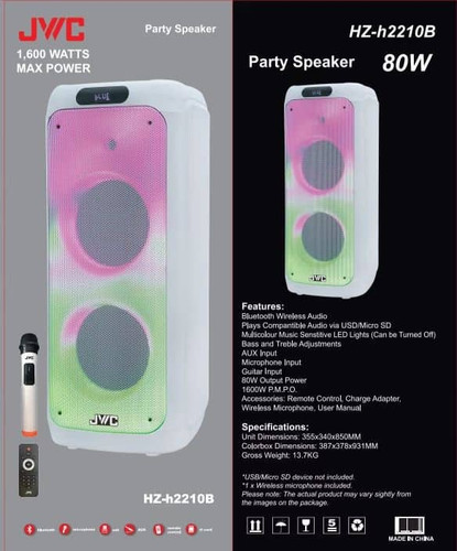 اسپیکر میهمانی حرفهای JV/C مدل HZ-h2210B - سفید