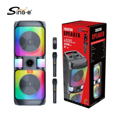 اسپیکر بلوتوثی قابل حملzqs 8268 با دو میکروفون بی سیم